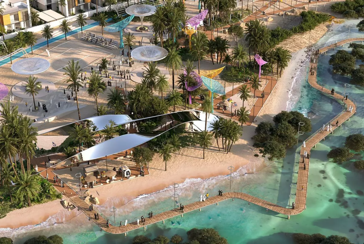 saadiyat lagoons by aldar properties aerial view